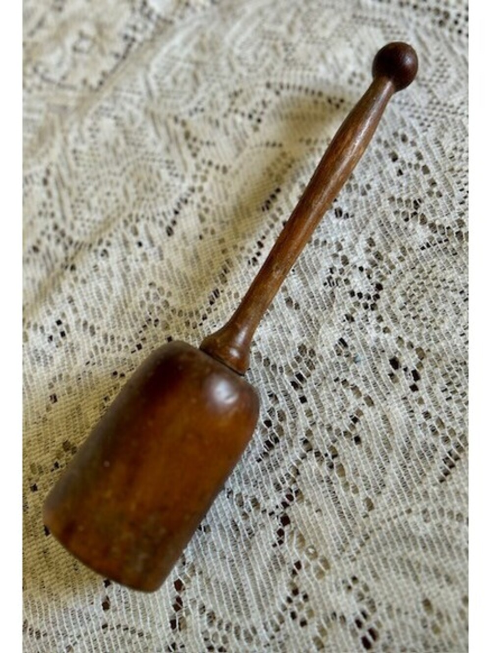 Vintage Wooden Mallet with Long Handle
